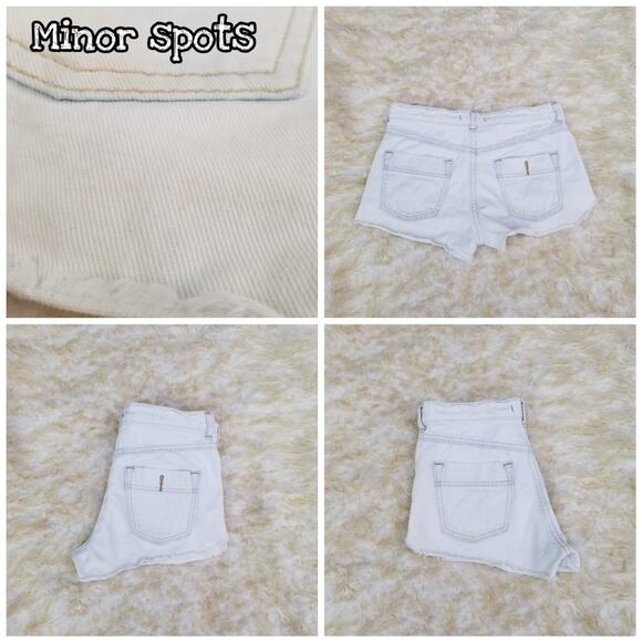 Free People Cutoff Shorts Size 26 Distressed Bleached White Blue Cotton Denim FP - Picture 3 of 5